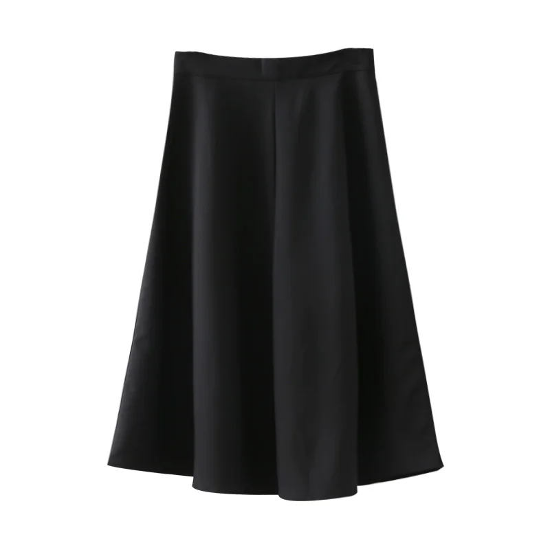 

Office lady elegant women skirts 2020 summer new high waist solid black knee-length lady A-line skirts top quality