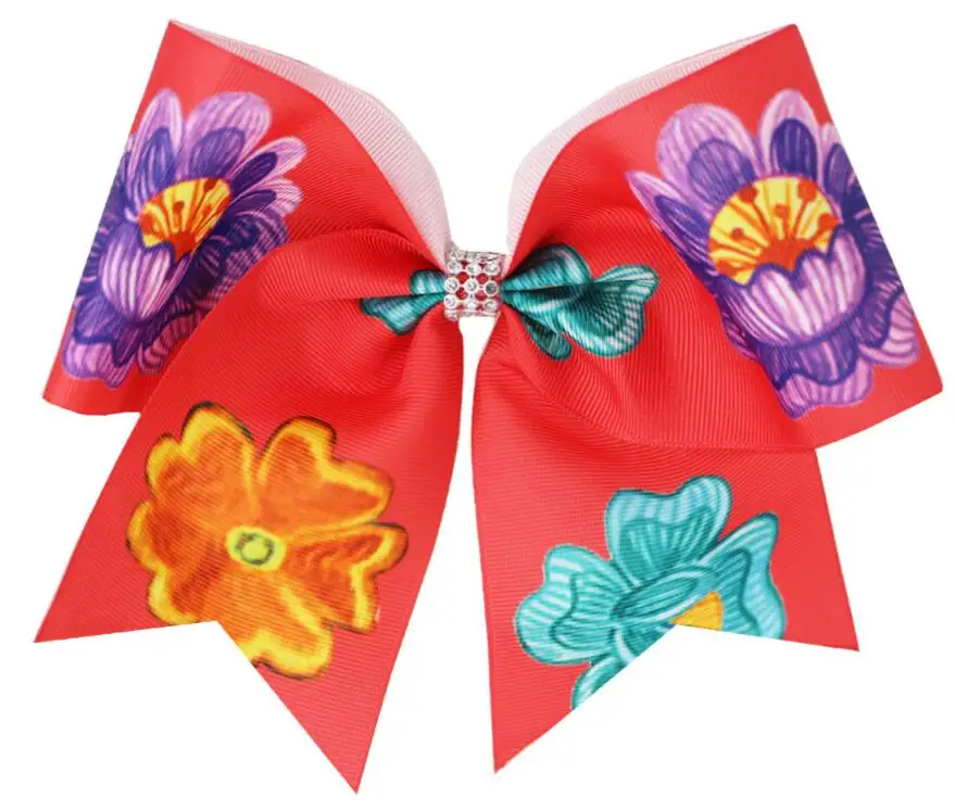 Лидер продаж банты для девочек 7 дюймов с цветочным принтом и растениями