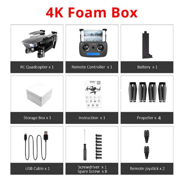 4K Foam Box SG901 Дрон 4K двойная HD камера wifi FPV оптический поток Квадрокоптер Профессиональный Следуйте за мной Вертолет Hover складной игрушечные дроны - Цвет: 4K Foam Box