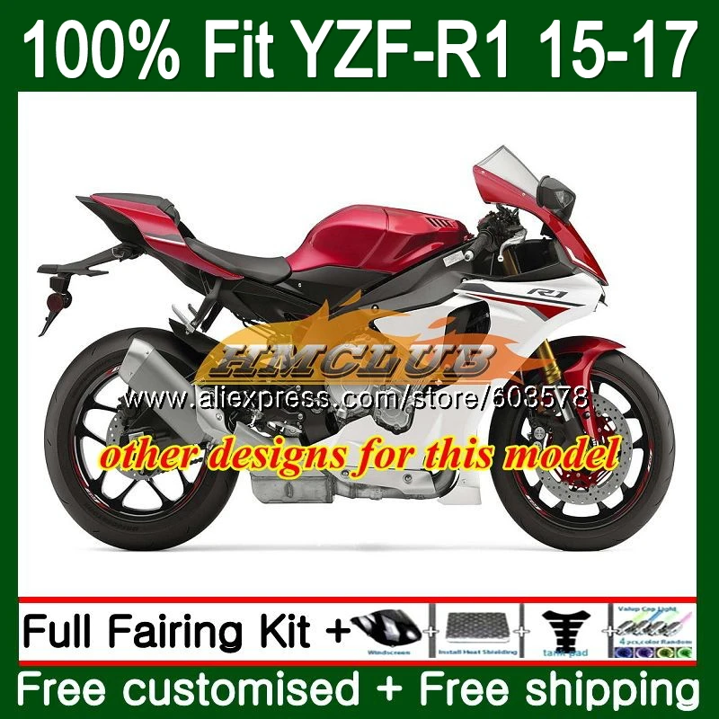 Инъекций для YAMAHA YZF R1 1000 2015 2016 2017 127CL. 9 цвет: черный синий R 1 YZF1000 YZFR1 15 16 17 обтекатель