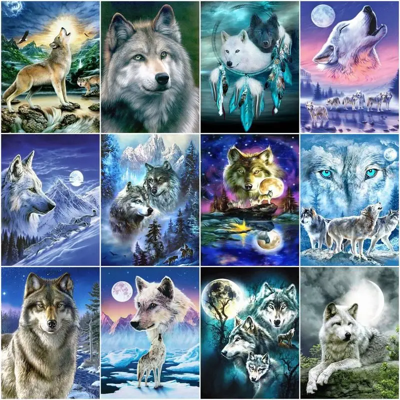

CHENISTORY Painting By Number Wolf Animal Kits Drawing On Canvas Handpainted Paint Art Gift DIY Pictures By Number Home Decor