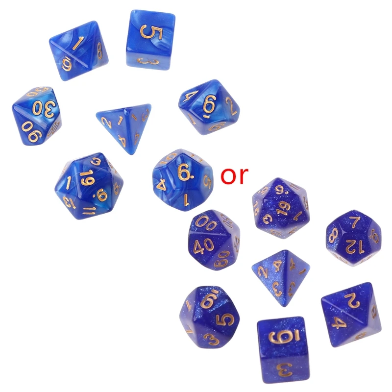 

Новые 7 шт. многогранные игральные кости золотые цифры для Dragon Pathfinder D20 D12 2xD10 D8 D6 D4
