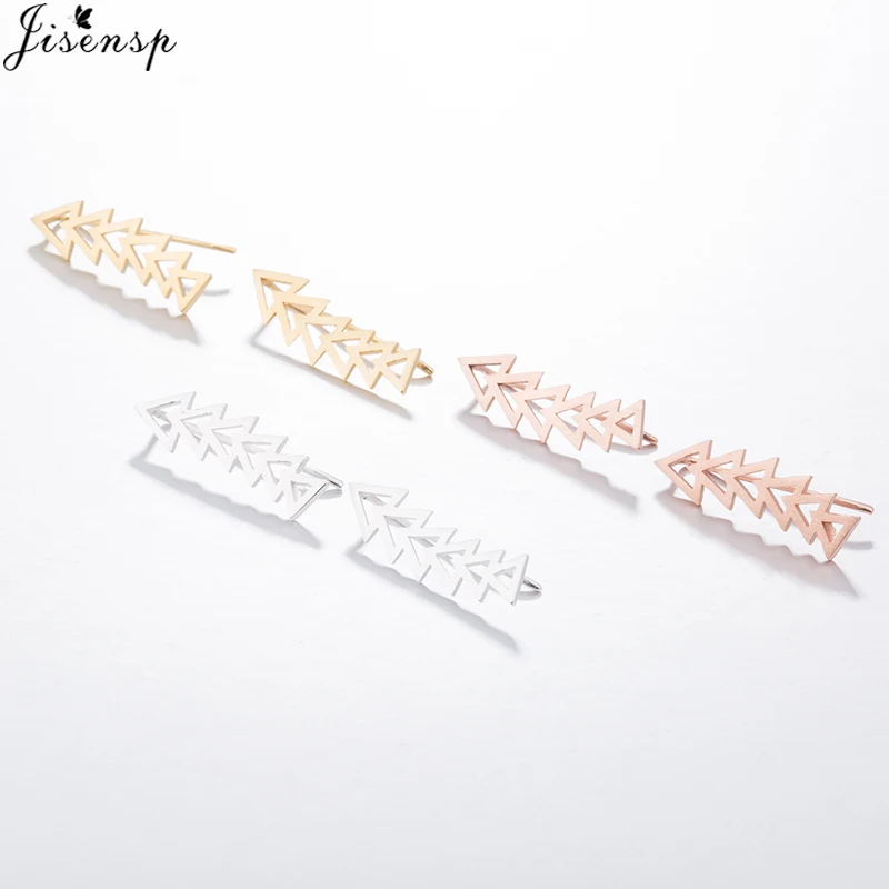 Корейские модные геометрические треугольные серьги гвоздики Jisensp милые
