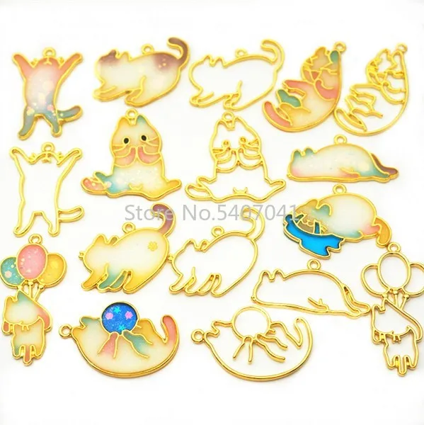 Популярная Очаровательная Золотая оправа в форме любимой кошки различной позе