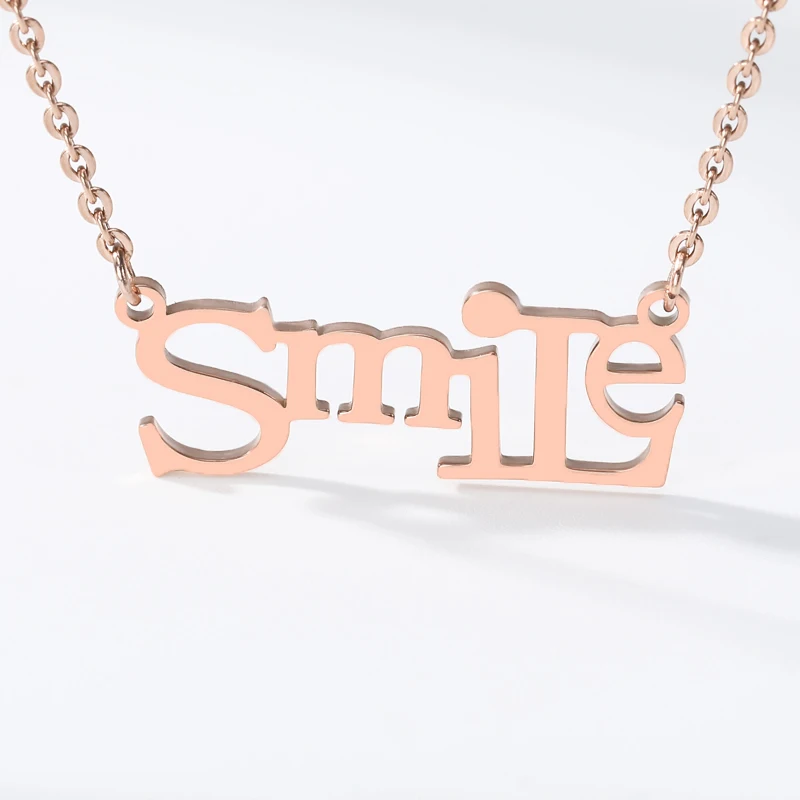 Ожерелье с надписью SMILE из нержавеющей стали кулон Smile ювелирное изделие золотого