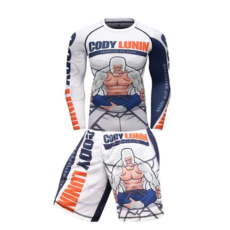 Мужские Компрессионные спортивные костюмы MMA колготки тренировочная одежда