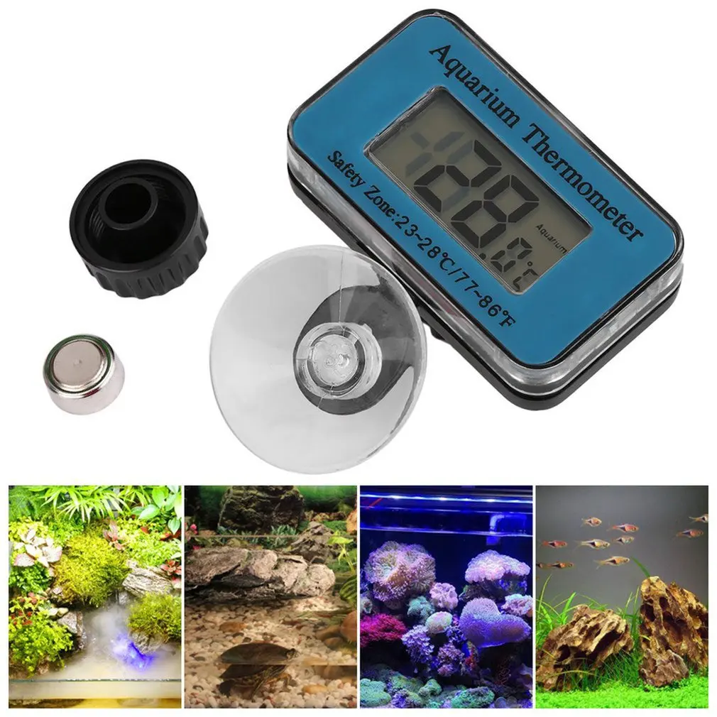 Аквариумный термометр с электронным дисплеем для ныряния в рыбник Fish Tank Diving Digital Display Electronic Thermometer Aquarium Thermograph SDT-1 Patch on.