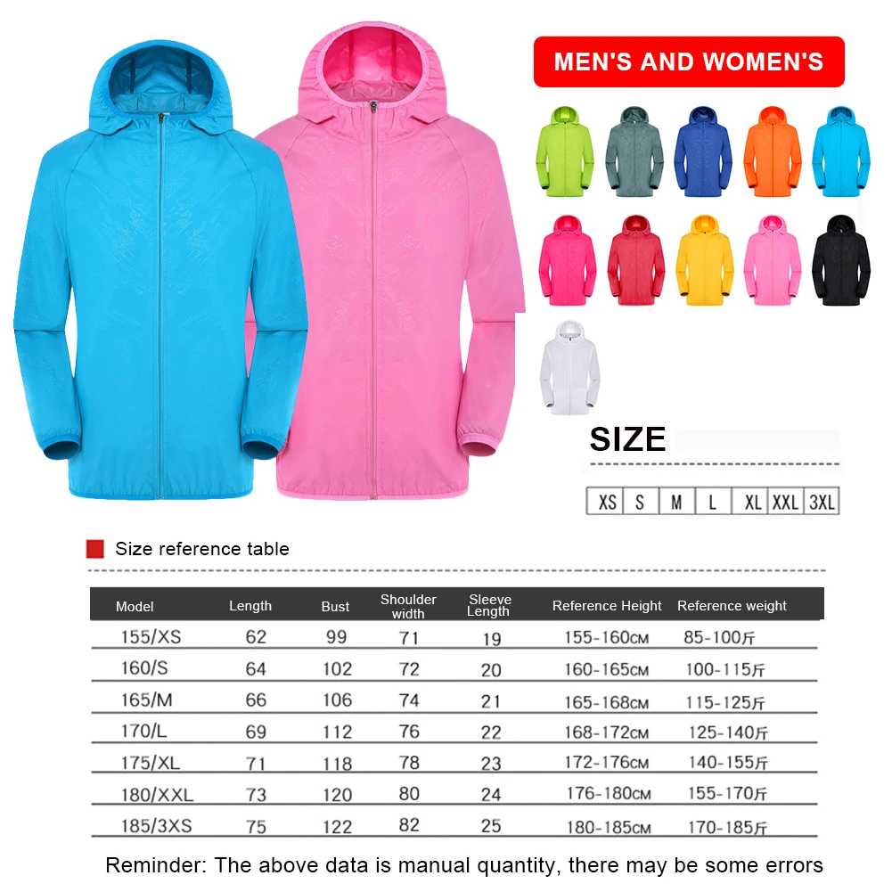 

Men Women Hooded Jacket Waterproof Quick Dry Windbreaker Sun Protection Jacket for Hiking Camping Hunting Outdoor Sports