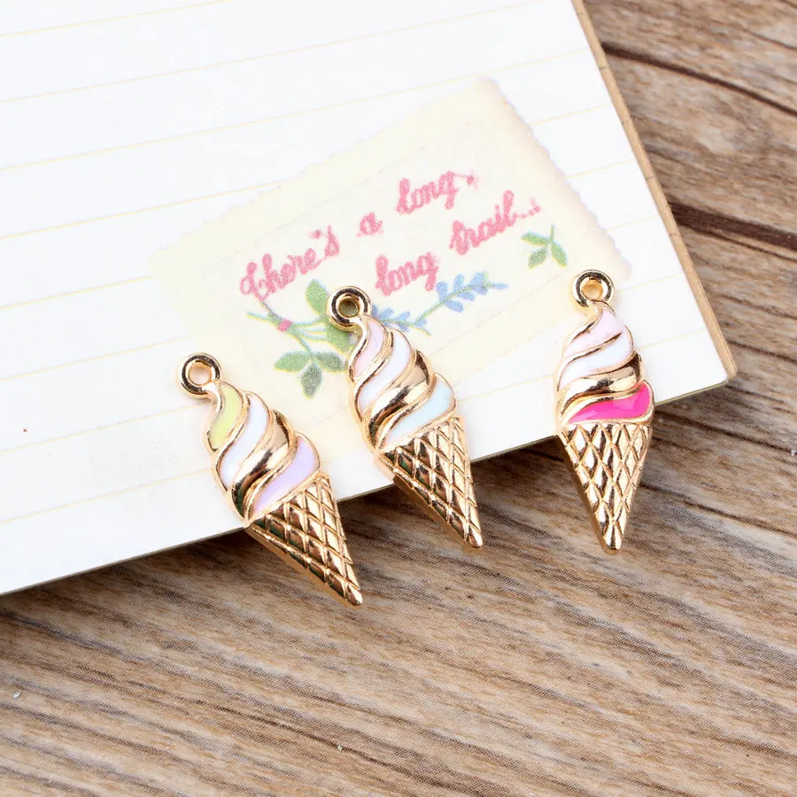 10 шт./лот модные ювелирные изделия эмаль металлический сплав мороженое сделай