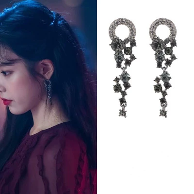 2 цвета Elegant DEL LUNA отель IU корейский dramas ТВ мода личности серьги Элегантные для женщин Серьги pendientes brincos орнамент