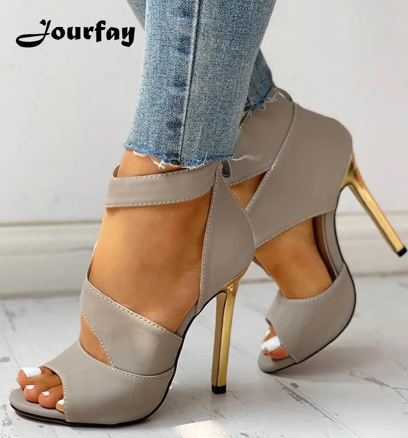 

Сандалии женские на высоком тонком каблуке, Босоножки с открытым носком, на молнии, туфли-лодочки с вырезами, обувь для офиса, лето