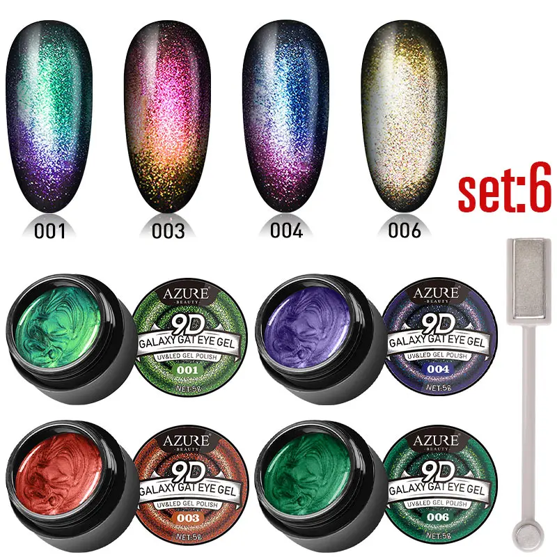 Modelones 5 шт./лот Хамелеон кошачьи глаза УФ лак для ногтей Полупостоянный Galaxy Led гель