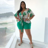 women summer two piece set 2021 loose blouse and shorts set loungewear casual sweat suits plus size wholesale dropshipping