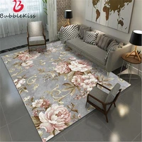 bubble kiss carpets for living room european pastoral style rugs home bedroom decoration pink gray flower non slip floor rugs