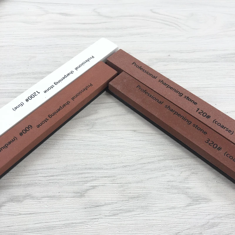 

White corundum whetstone sharpening stone Knife Fixed Angle Oilstonet Fast Honing knife sharpener 120 320 600 1200#grit 4pcs