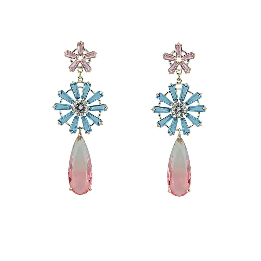 Серьги подвески женские из серебра 925 пробы с фианитом 5 А|Серьги-подвески| |