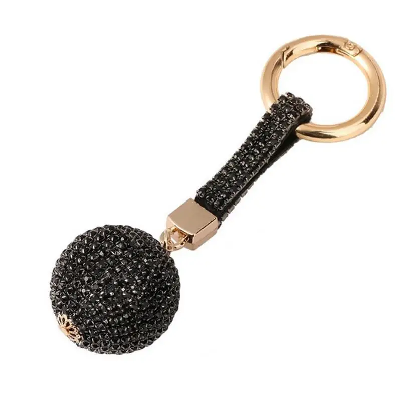

1PC Crystal Ball Keychains Alloy PU Leather Strass Rhinestone Car Bag Zircon Key Chain For Women Bag Charm Trinket