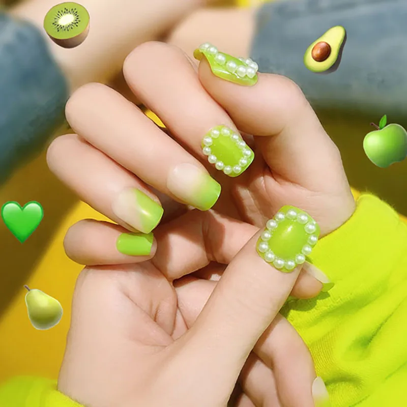 Короткие накладные ногти популярный дизайн 24 шт. украшение для ногтей с полным