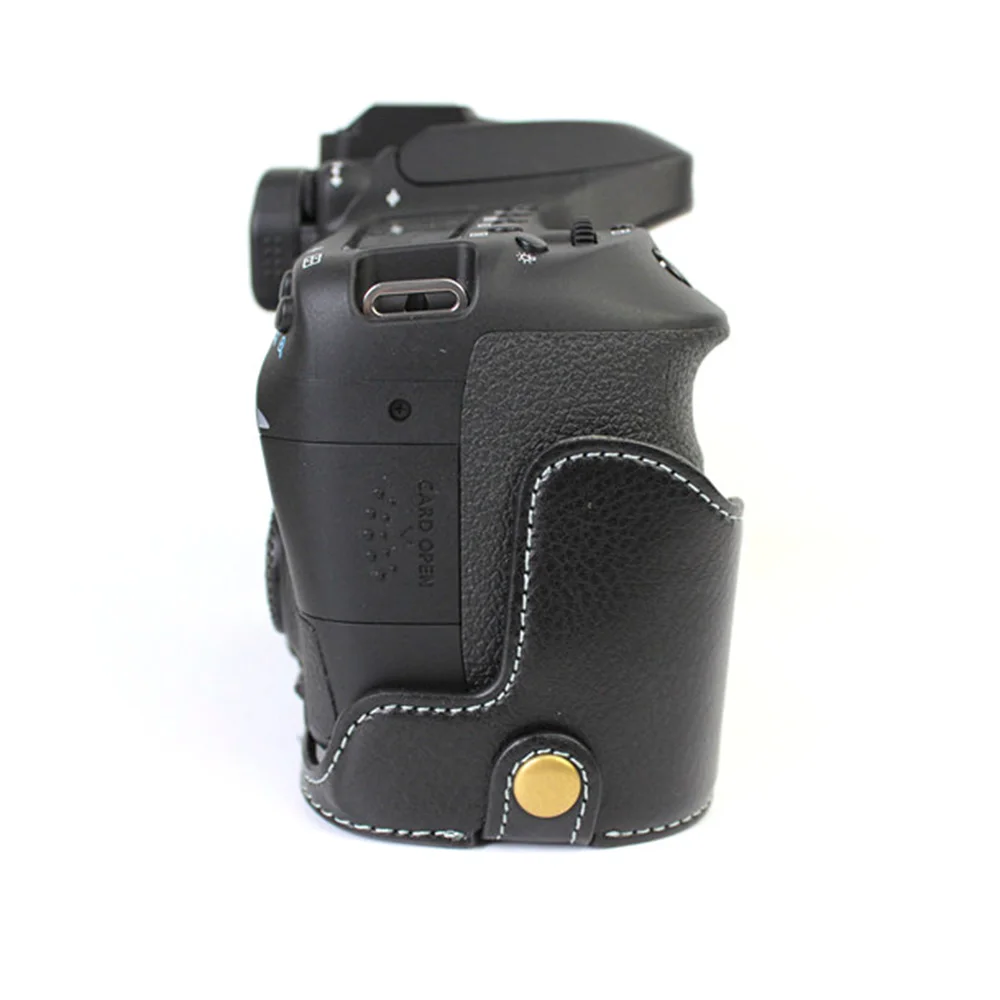 Чехол из натуральной кожи для камеры Canon 80D чехол-наполовину с открывающимся