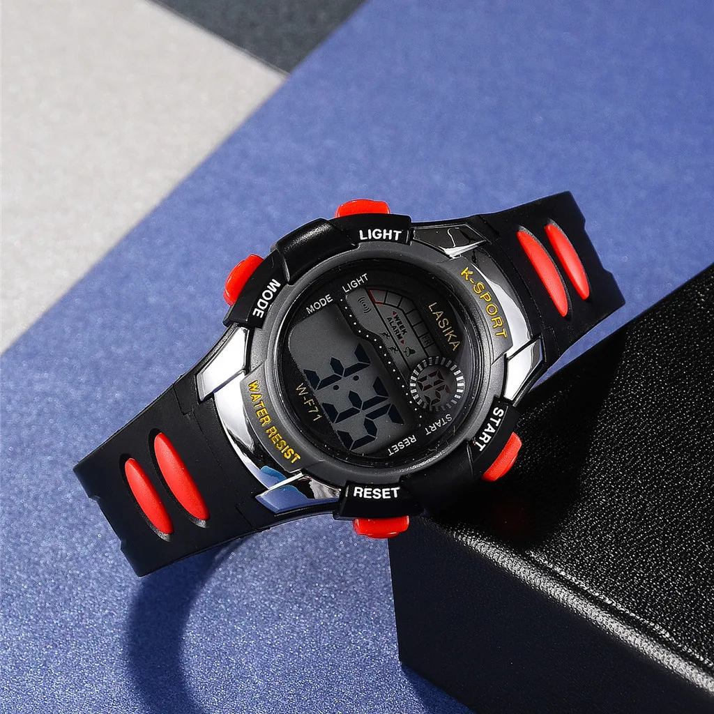 Детские цифровые светодиодные часы многофункциональные спортивные для