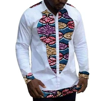 african clothing mens shirt ankara white with print patchwork tops customized ankara outfit male dashiki shirt for wedding