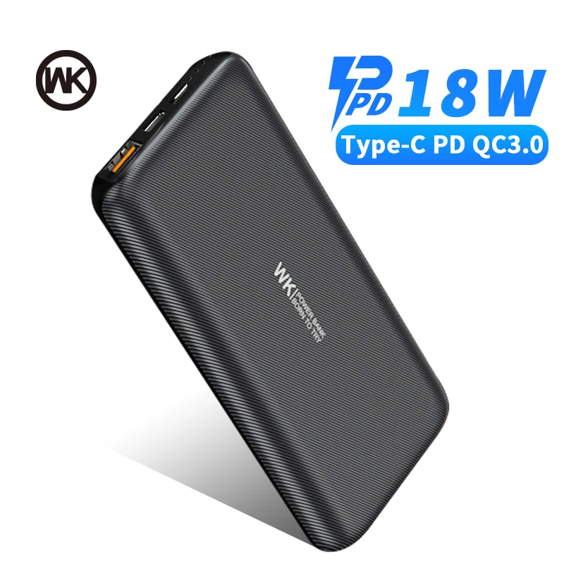Портативное зарядное устройство WK 18 Вт Type C PD QC3.0 10000 мАч мини Банк питания Внешнее