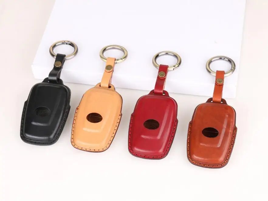 Автомобильный чехол для ключей из натуральной кожи с 3 кнопками|Футляр