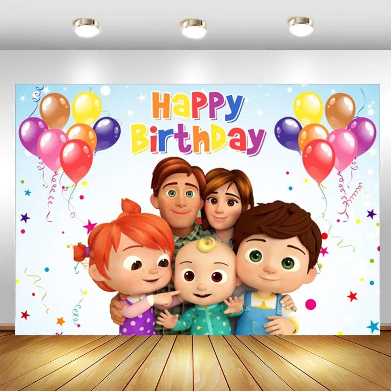 Cocomelon фон с днем рождения детей вечерние детского дня воздушные шары для