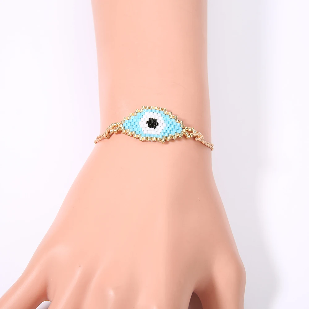 

Rttooas MIYUKI Bracelet Jewelry Evil Eye Bracelets Delica Seed Beads Women Handmade Weave Bangles Adjustable