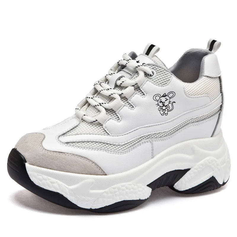 

Spring Models of Shoes New Leather Shoes Korean Version of the Wild Sneakers Platform Hidden Wedge White Shoes