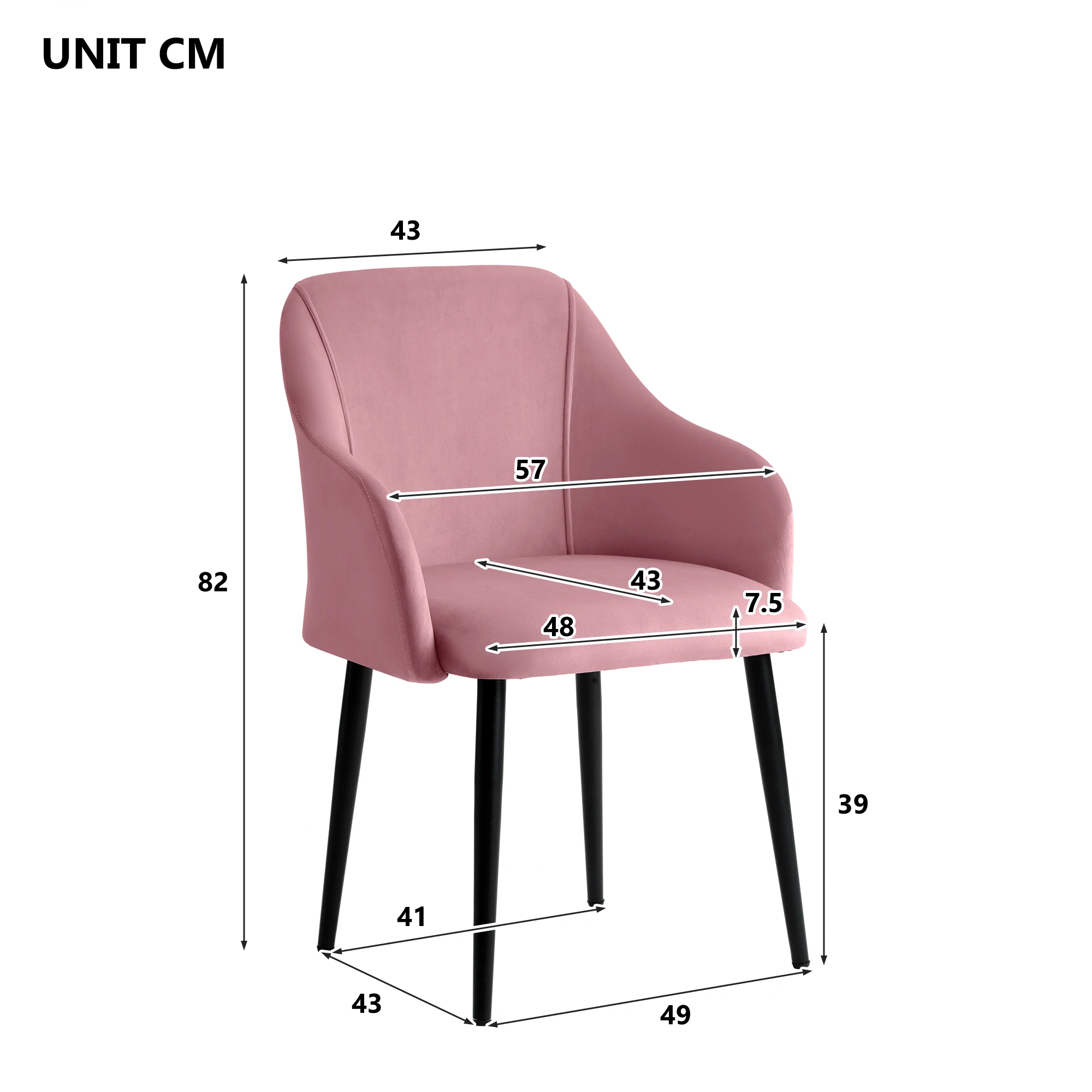 Розовый бархат обеденный стул счетчик Lounge Гостиная Кухня Спальня угловая Ванна