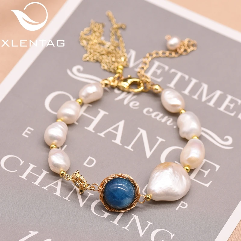 XlentAg Новый ручной работы натуральный пресноводный жемчуг барокко глазурь