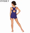 OVIGILY Женская майка с вырезом на спине, Черная Женская майка, детские шорты из спандекса и лайкры, Комбинезоны для балета и танцев