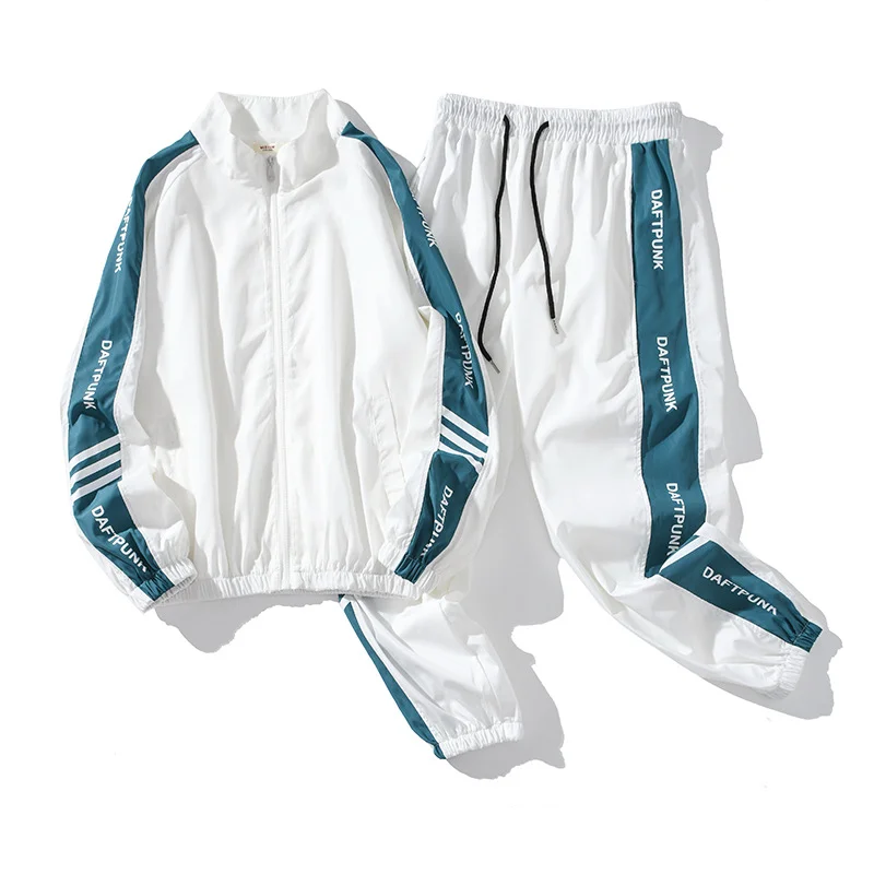 

Ybaby New men's spring and autumn thin windbreaker coat trousers casual sportswear hip hop loose suit men outfit set