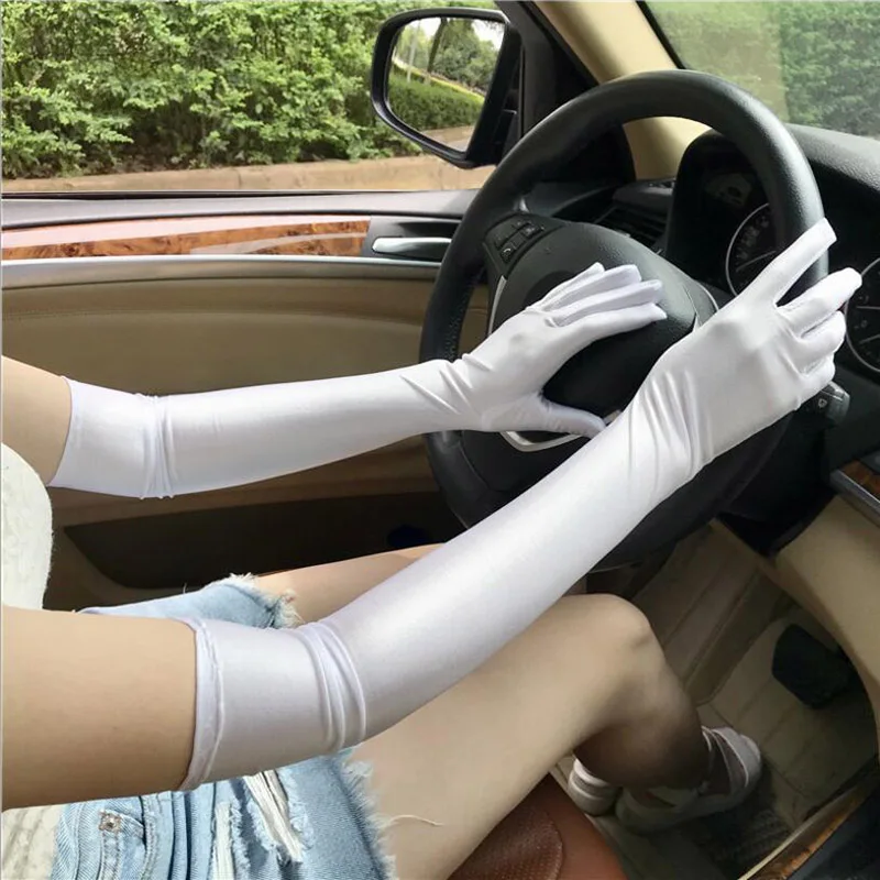 1 Pair of ladies summer sun protection gloves Thin long sleeves Anti-UV arm sleeve Spandex car bike driving | Автомобили и