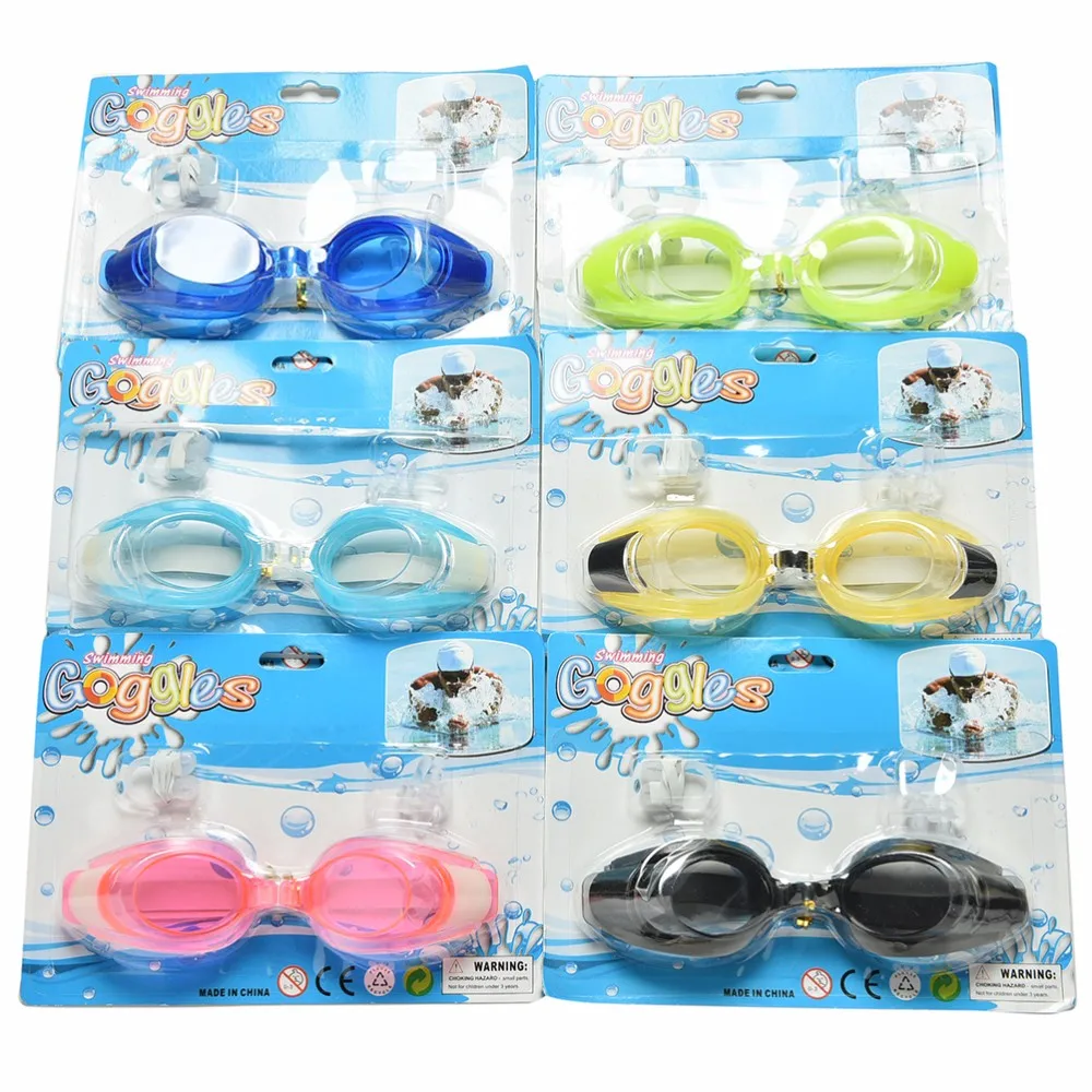 

1 Set Swimming Glasses with Earplugs Nose Clip Summer Diving Swim Glasses Plastic Rubber Goggle for Adult Unisex Set 6 Colors