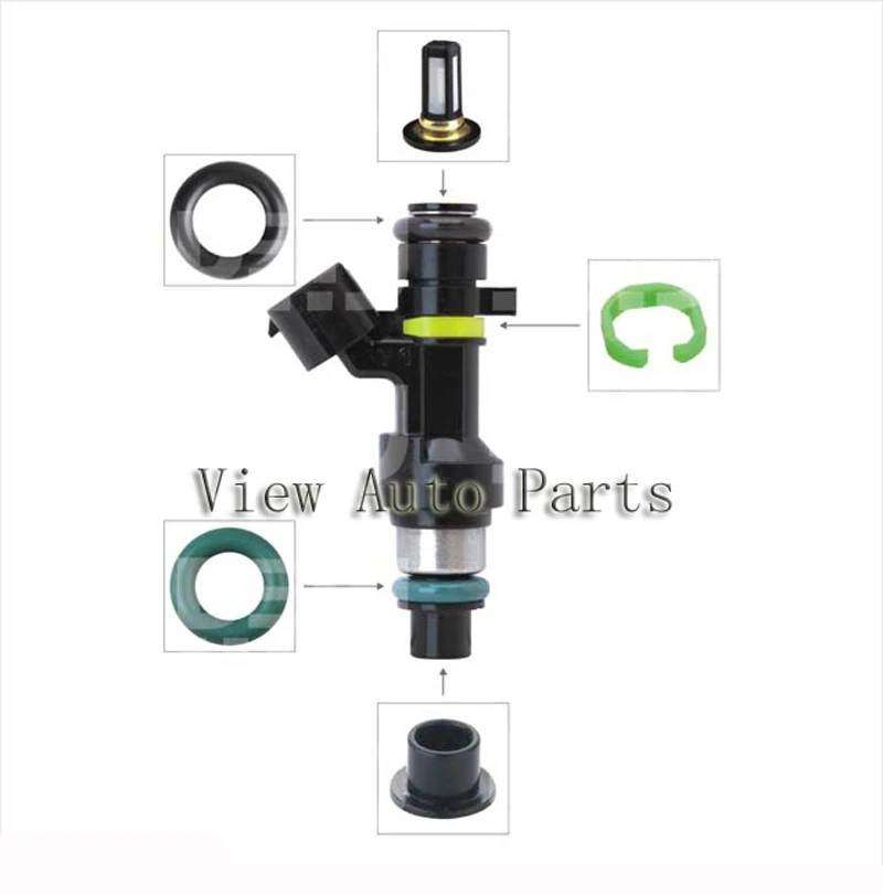 

4 комплекта в партии ремонтные наборы деталей топливной форсунки для японских автомобилей микрофильтр этиленового пропилен-Каучука уплотнительные кольца Пластик Запчасти для Nissan инжектор VD-RK-0031