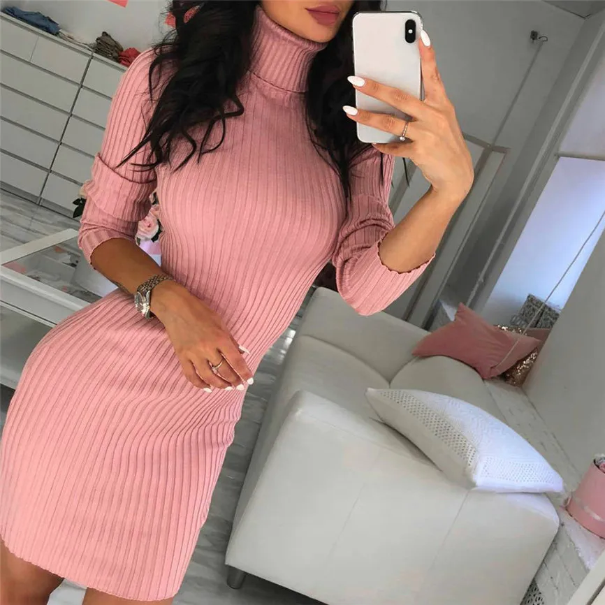 Thin Sweater Womens Casual Long Sleeve Jumper Turtleneck Sweaters Dress Streetwear Blusa de Frio Feminina #45 | Женская одежда