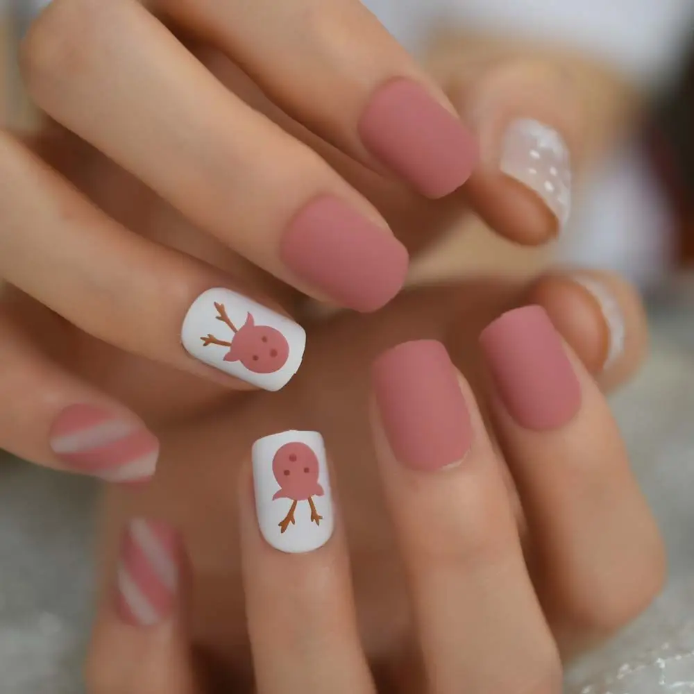 

Wearable Manicure Accessories Simple Design Short Full Cover Fingernails Christmas False Nails Nail Art Tips Fake Nail