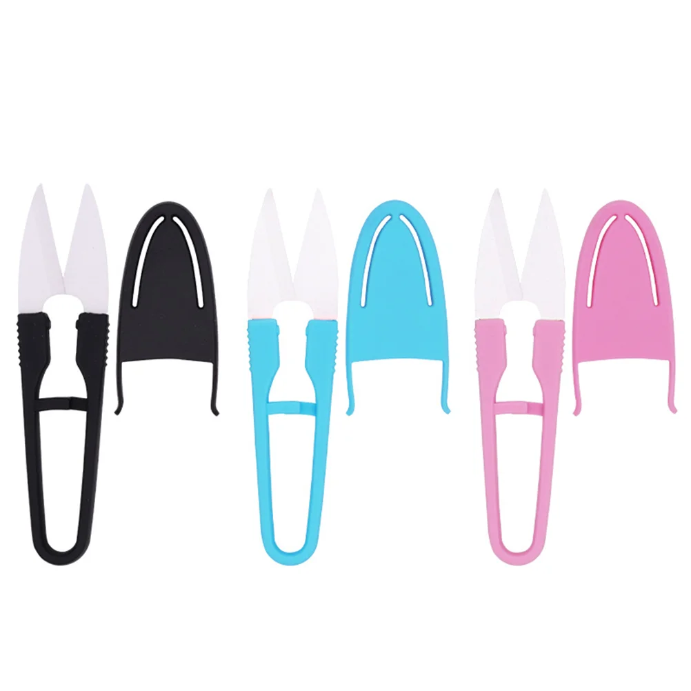 1 шт. ножницы U-образной формы с крышкой резак для ниток из керамики ручкой