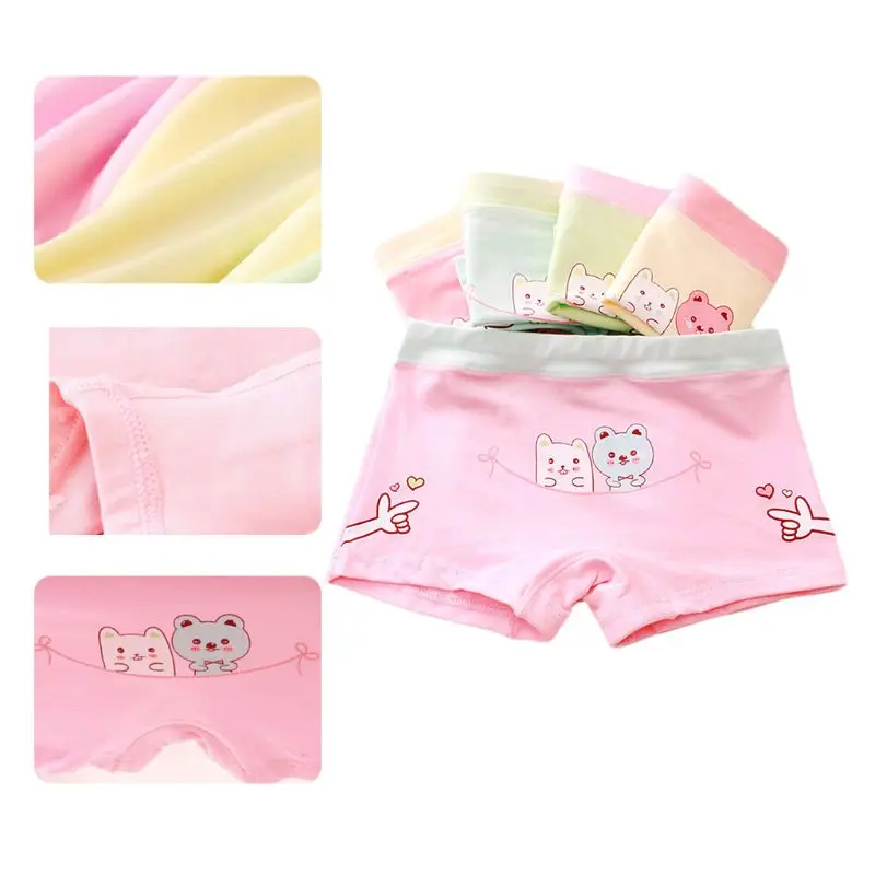 

Kids Girls Cotton Underwear Panties Cartoon Bear Printed Boxer Briefs Boyshorts