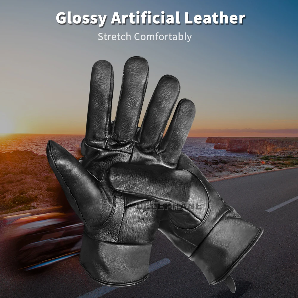 Модные кожаные перчатки Женские базовые водонепроницаемые черные для вождения