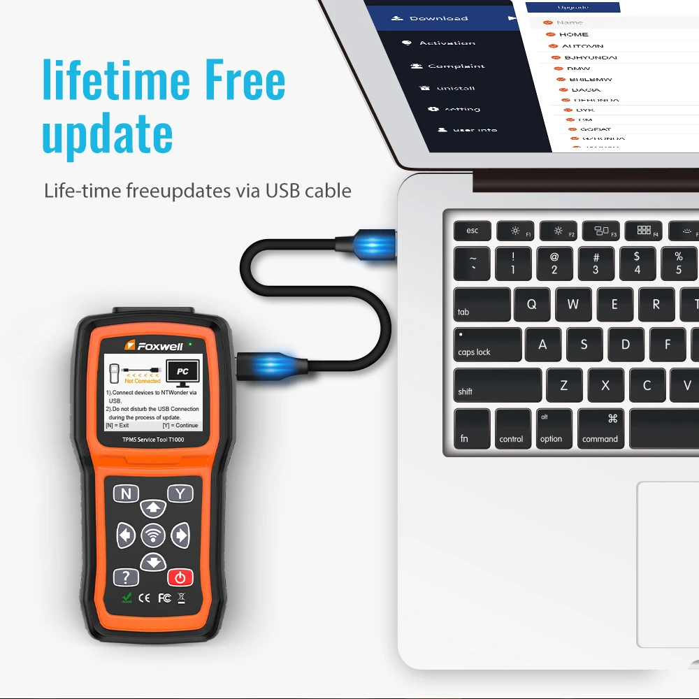 FOXWELL T1000 контроль давления в шинах OBD2 датчики шин активировать Программирование