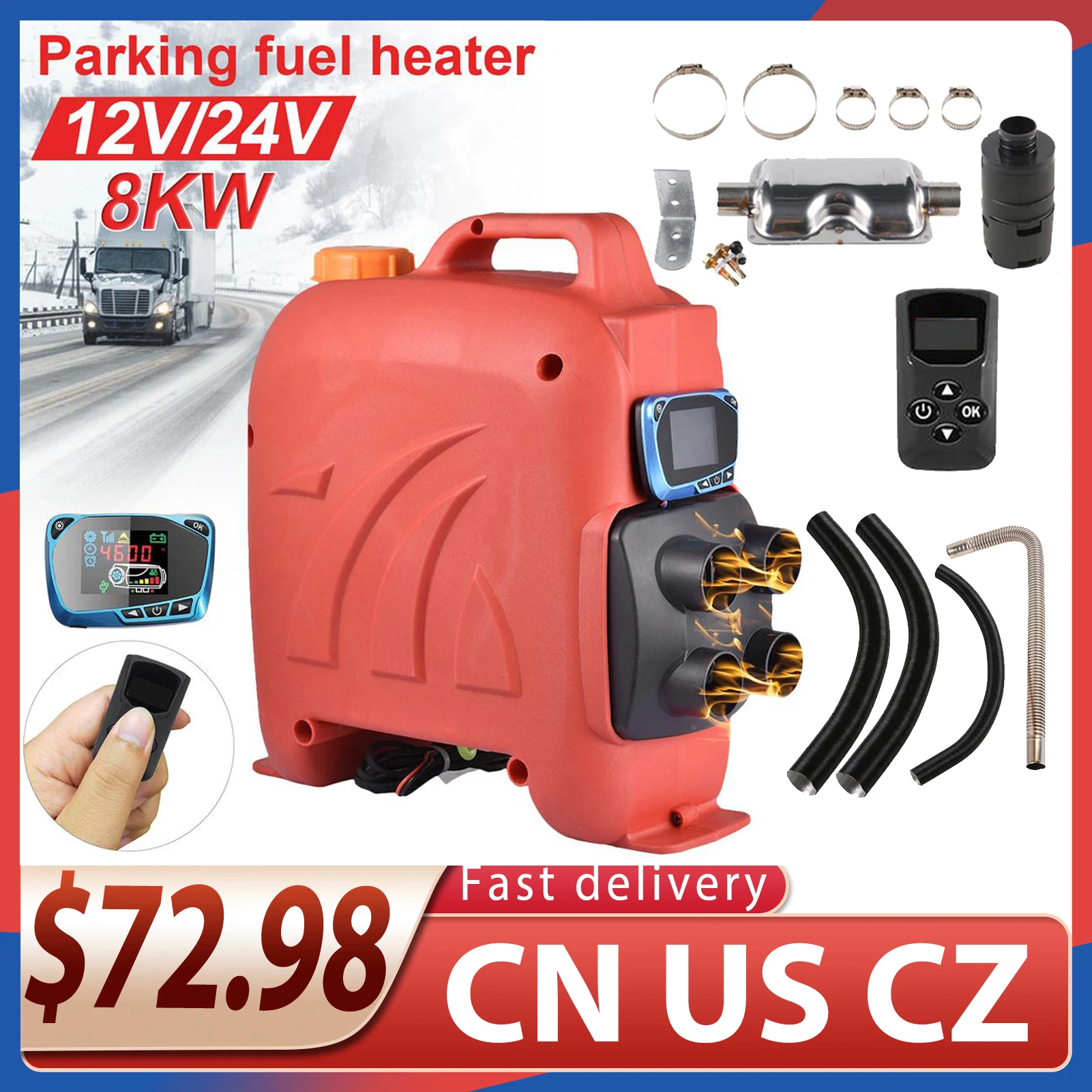 

Car Diesels Air Heater For Vehicle Heating Fuel Heater LCD Low Noise Warmer Portable Adjustable Temperature For Camping Winter