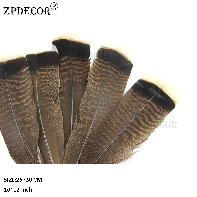 ZPDECOR Размер 10 ~ 12 дюймов/25 30 см перья индейки оптовая продажа плоских перьев