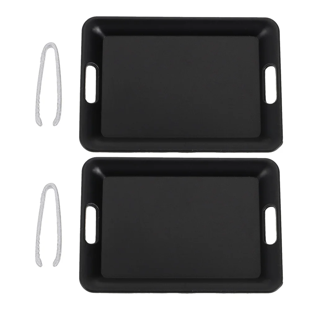 

2 Sets Doll House Toys Miniature Bread Trays Clamps Mini Kitchen Accessory Model