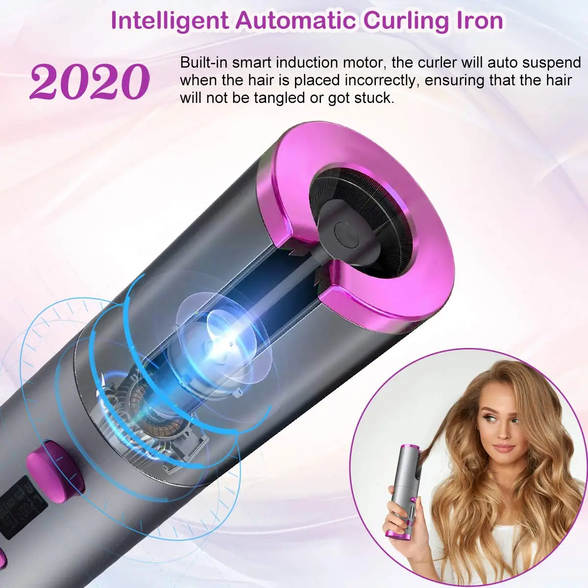 

Wireless Automatic Hair Curler USB Rechargeable Curling iron LCD Display Ceramic Wave Curly Machine Heating Hair Curlers Rollers