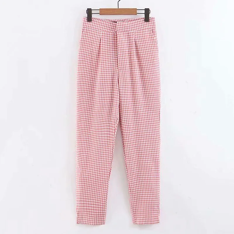 

2pcs Spring Autumn Women Blazers suits 2020 New Fashion Pink Plaid ladies Office Top+Pant Elegant Girls Suit Causal Outfits Suit