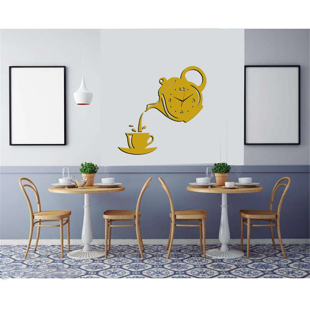 DIY настенные часы с зеркальной поверхностью эффект электронные домашний декор