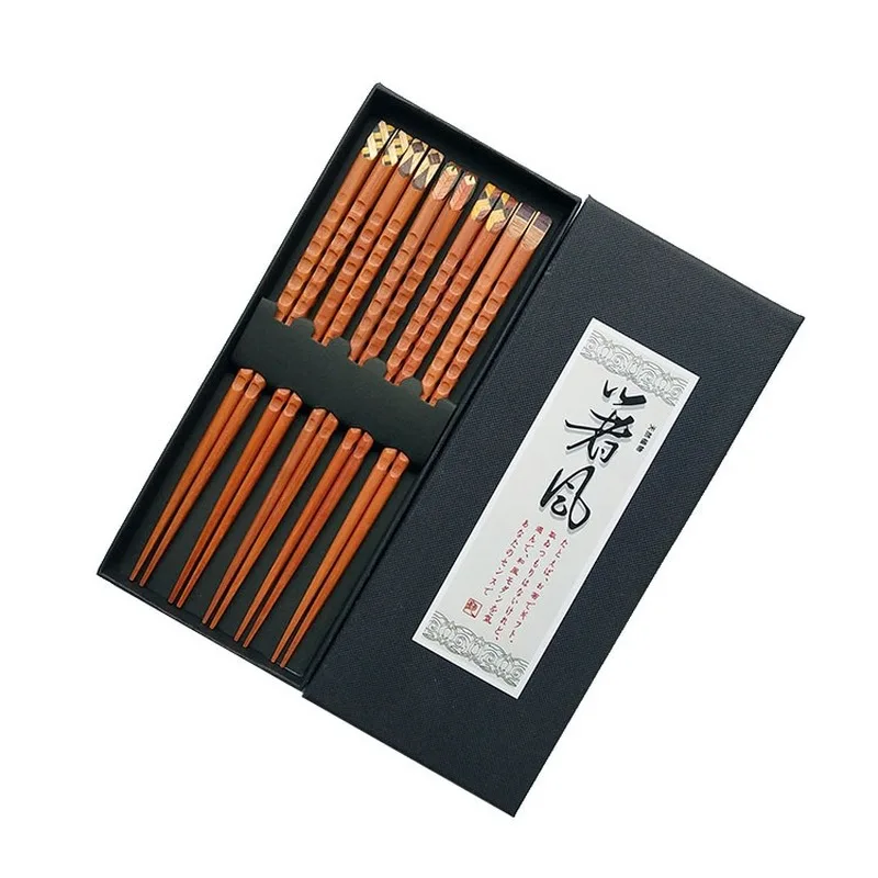 

5 Pairs Japanese Wooden Chopsticks Hand-Carved Tortoise Shell Red Sandal Wood Chopsticks Craft Wooden Chopsticks Nail Chopsticks